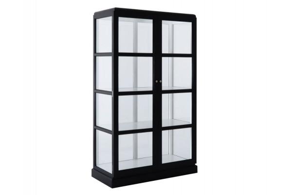Elegant Sort Vitrineskab med Glaslåger - Perfekt til Stuen!