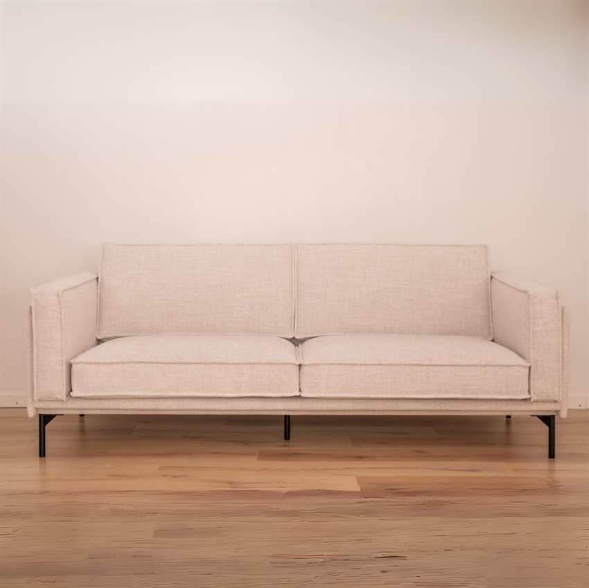 Milano Grå 3-Personers Sofa med Puf - Nordisk Design
