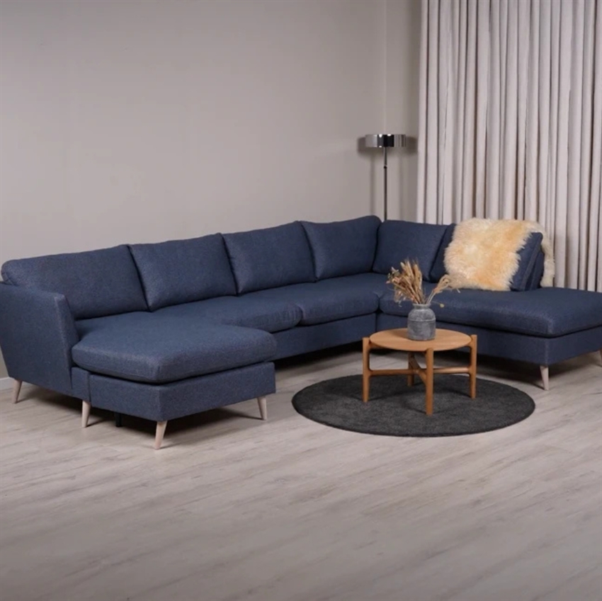 Odense Blå Chaiselong Sofa - Elegant Nordic Design