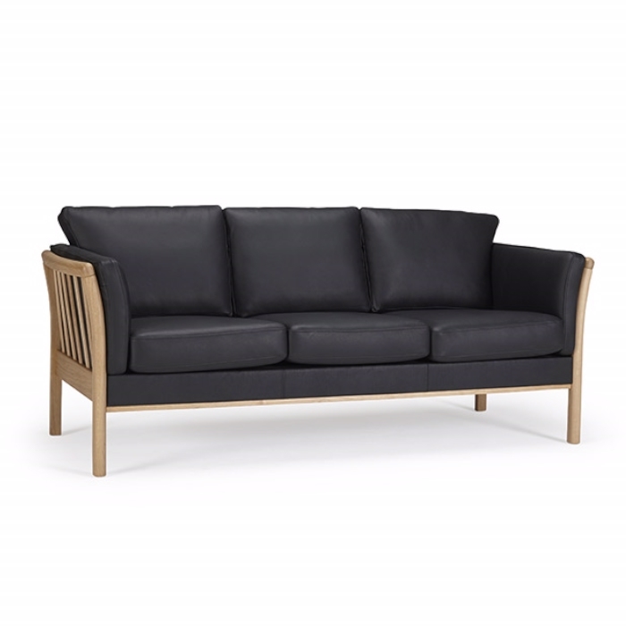 Sort Fredericia Tremme Personers Læder Nordly Sofa