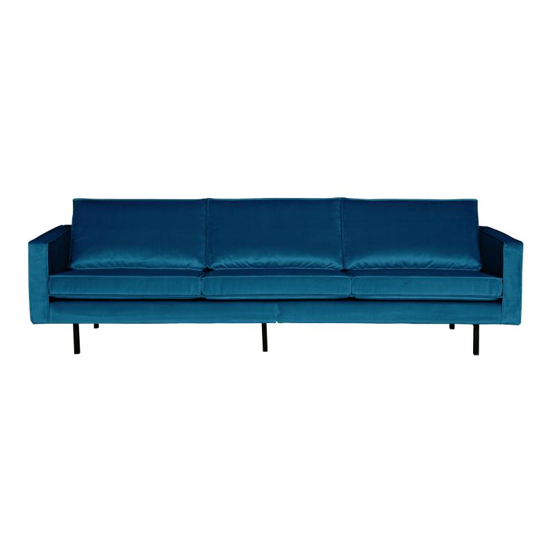 Blå Rodeo Pers Velour Sofa - Stilfuld til stuen eller kontoret