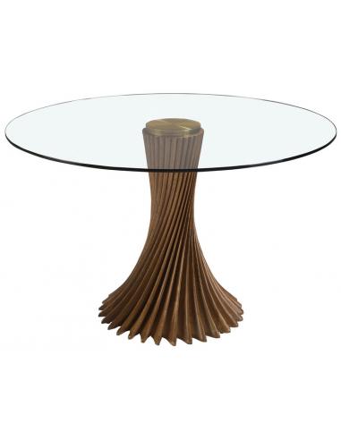 Moderne Rundt Spisebord i Asktræ og Glas – 130 cm tilbud