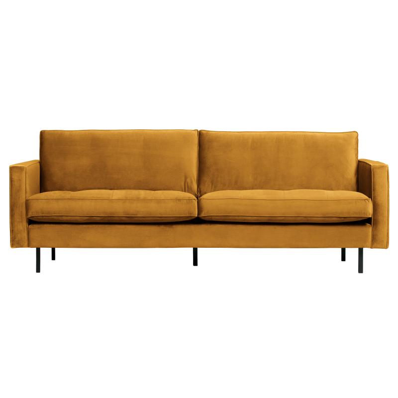 Gul Rodeo Classic Pers Velour Sofa i Oker - 3 Personer