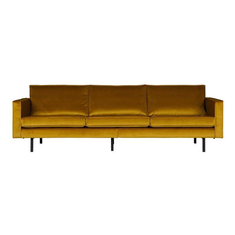 Gul Rodeo Pers Velour Sofa i Ochre – Stilfuld Komfort