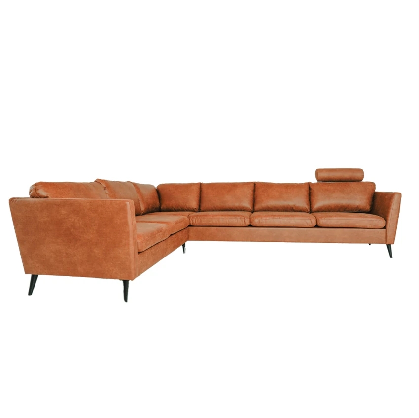 Jakob Hjørnesofa i Cognac med Sorte Ben - Nordic Design