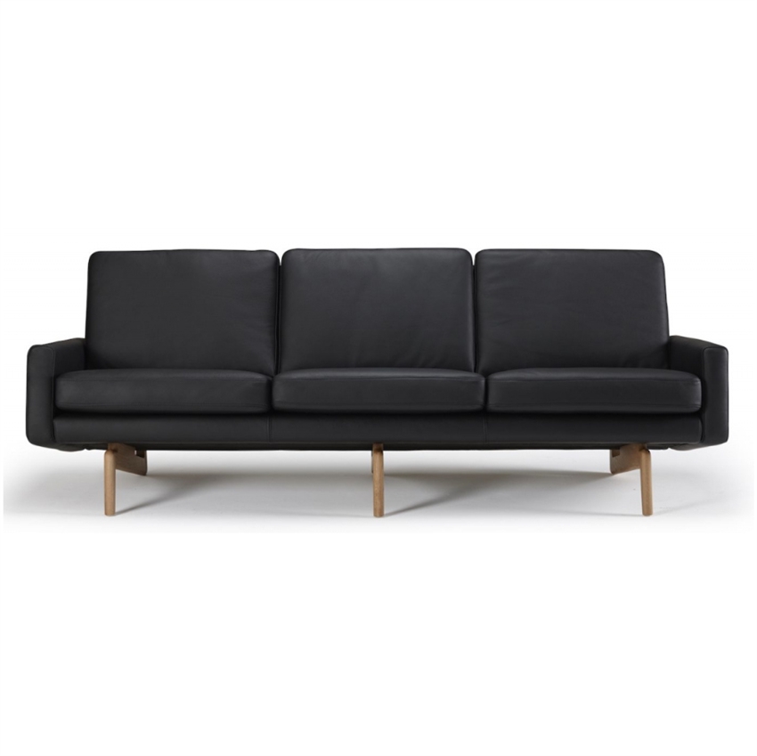 Elegant 3-personers sort lædersofa til stuen - Nordly