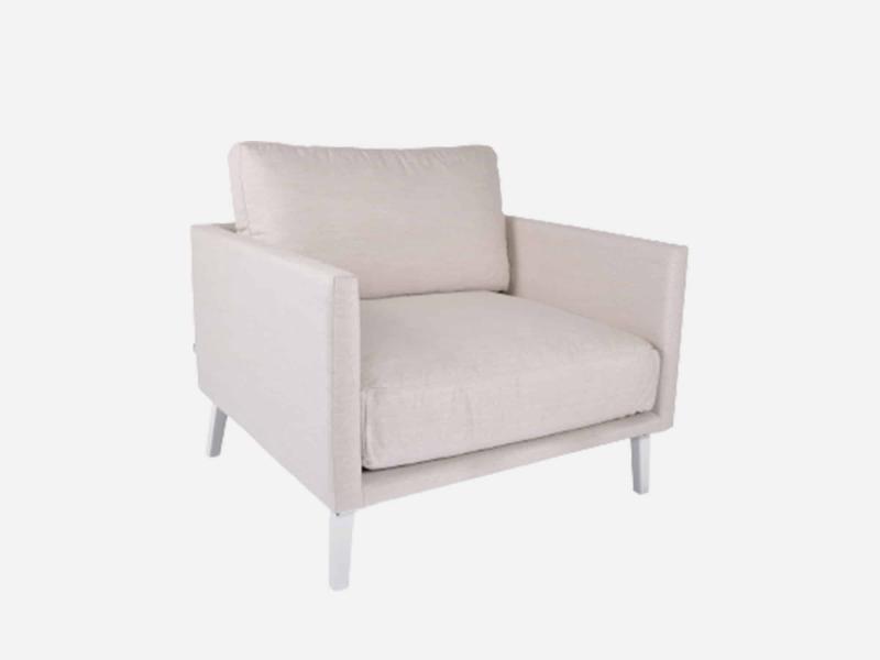 Beige Loungestol med Allweather Hynder til Udeliv