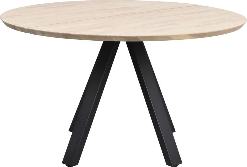 Hvid Carradale Rundt Ø130 Kalket Egetræ Med Sort Formet Metalstel Rowico Spisebord - 7340126559895