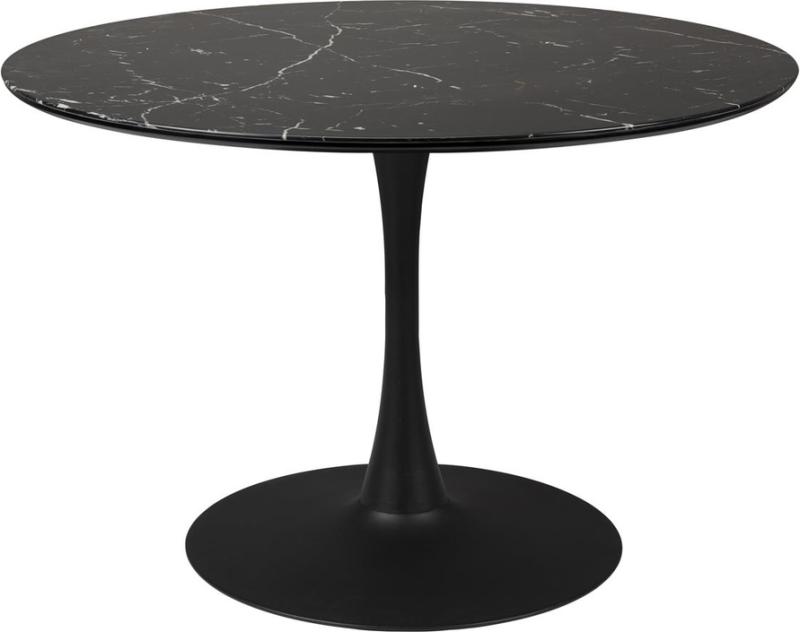 Elegant Rundt Maru Spisebord med Marmorlook i Hvid