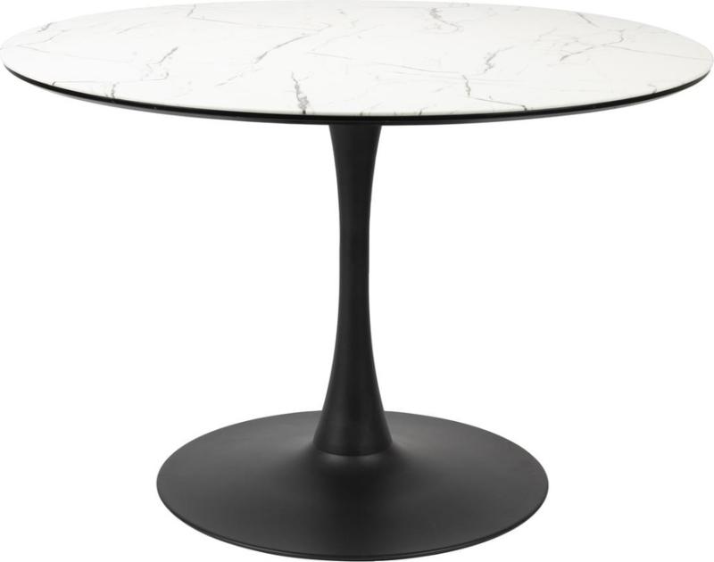 Hvid Maru Rundt Offwhite Mdf Marmorlook Metalstel Ø110 H75 Studio White Spisebord - 8718548071285
