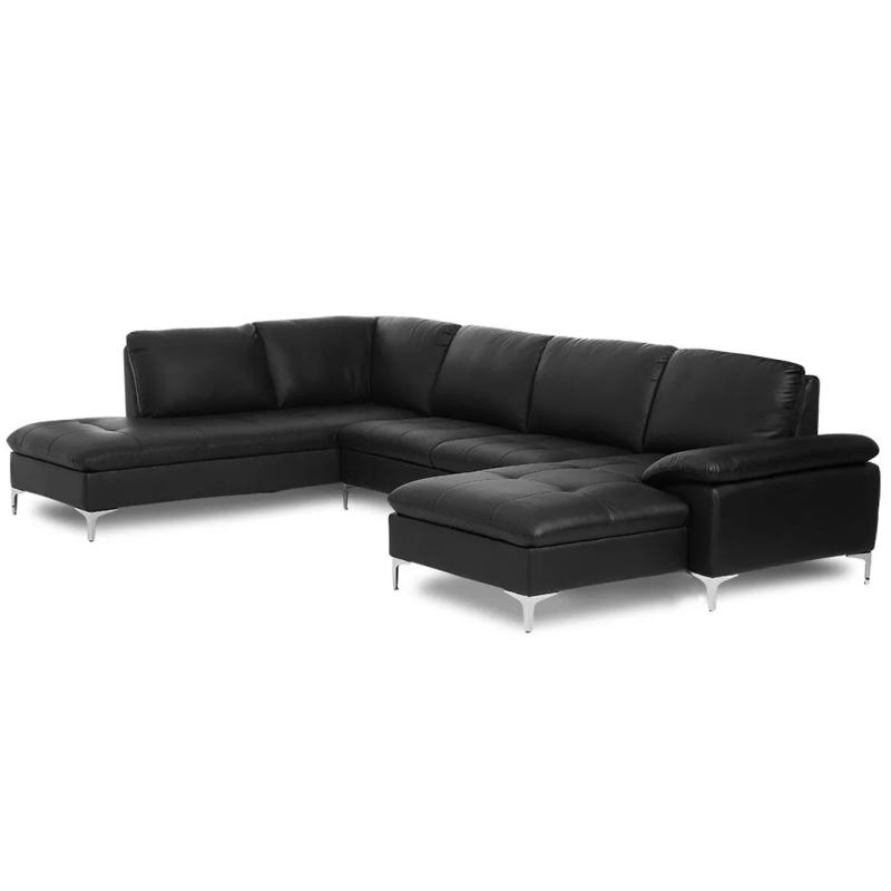 Sort Valencia Læder U-Sofa - Moderne Komfort og Stil