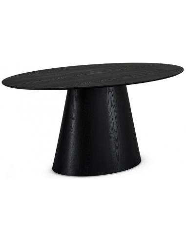 Elegant Sort Ovalt Spisebord i MDF og Egetræ - Hurtig Levering