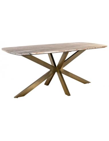 Bottega Ovalt Spisebord i Antik Messing og Marmor 180 cm