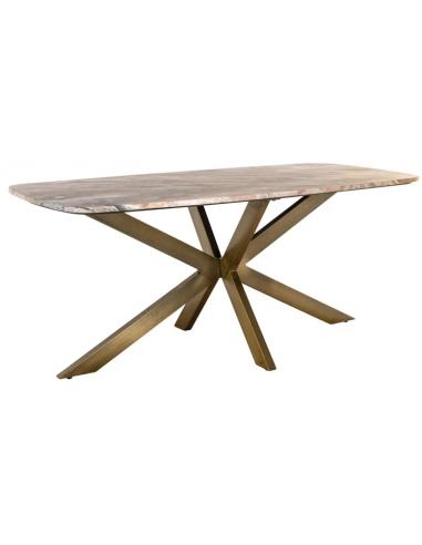 Bottega Ovalt Jern Marmor 220 100 Antik Messing Gråbrun Marmor Spisebord