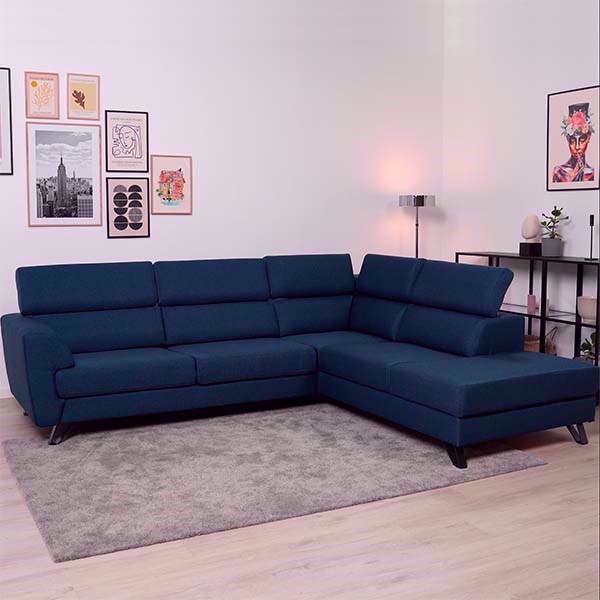 Billund Open End Sofa med Justerbar Nakkestøtte - Blå