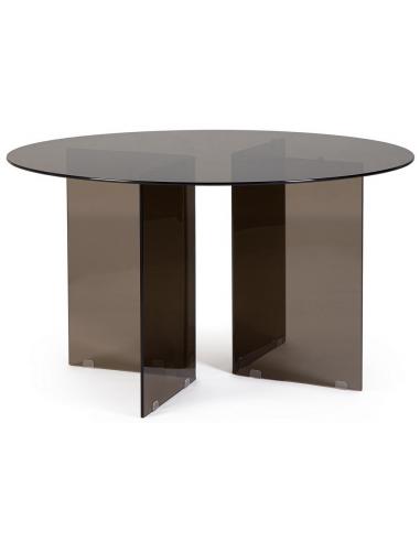 Moderne Røget Glas Rundt Spisebord Ø130 cm – Stilfuldt Design