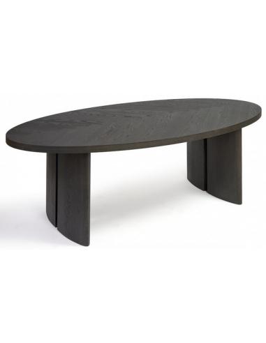 Ovalt Sortbrunt Egetræ Spisebord - Elegant Design
