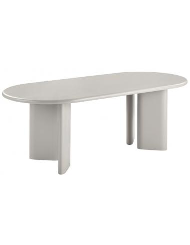 Moderne sandfarvet ovalt spisebord - Stilfuld elegance