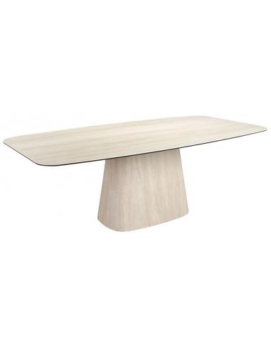 Moderne ovalt spisebord i sandfarvet porcelæn - Elegant design