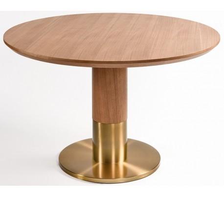 Moderne rundt spisebord i asketræ og guldmetal Ø120 cm