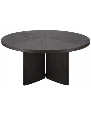 Sortbrunt Rundt Egetræ Spisebord – Elegant Design til Hjemmet