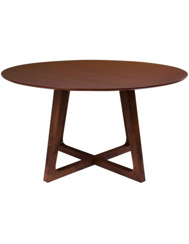 Moderne rundt spisebord i brun MDF med valnøddefinr Ø137 cm