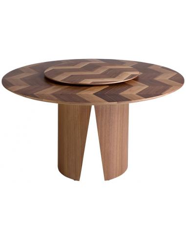 Rundt Spisebord med Drejeplade i Valnød - Elegant Design