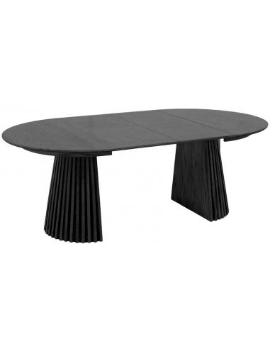 Sort Rundt Med Udtræk Mdf Egetræsfinr Ø120 120 160 200 Spisebord