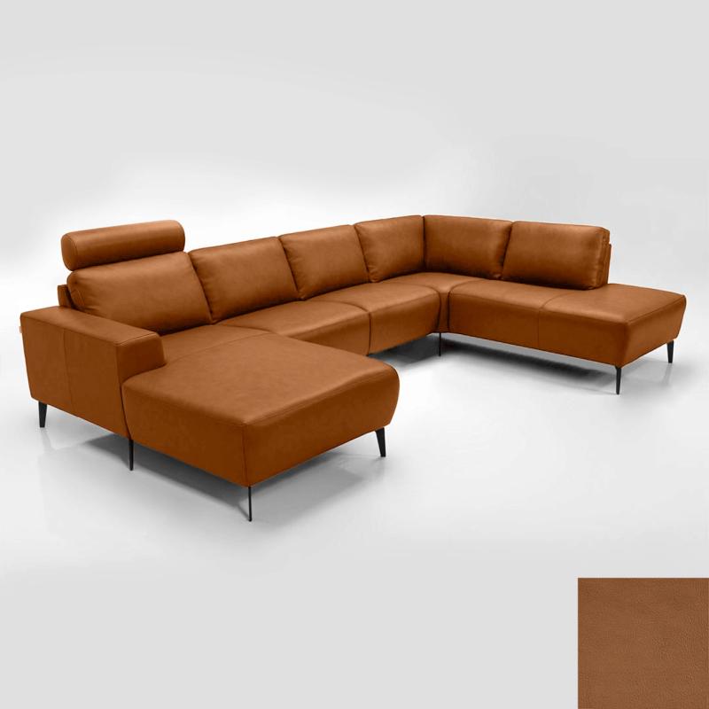 Napoli Sofa i Semianilin Læder - Eksklusiv Design 376 Cognac