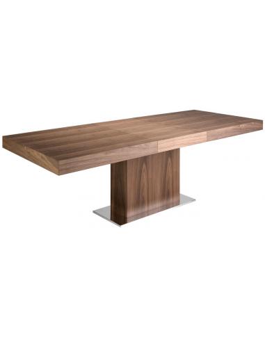 Moderne spisebord med udtræk i valnød og kromdesign