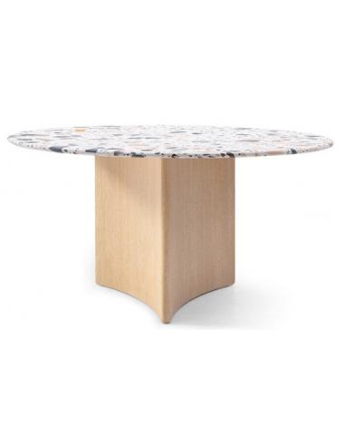 Moderne Hvid Terrazzo Rundt Spisebord Ø150 cm - Tilbud!