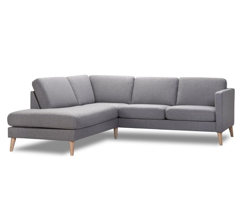 Golf Sofa med Open End - Lys Grå Stof, Fantastisk Komfort