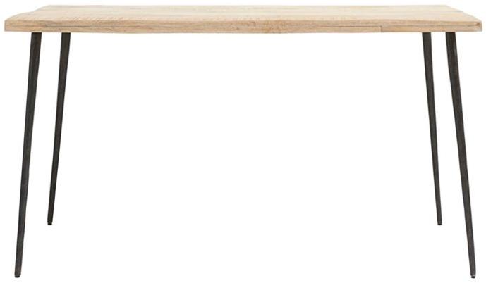 Elegant spisebord i lyst mangotræ med sorte jernben - 140 cm