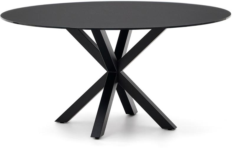 Sort Arya Rundt Ø150 Stål Glas Kave Home Spisebord - 8433840918501