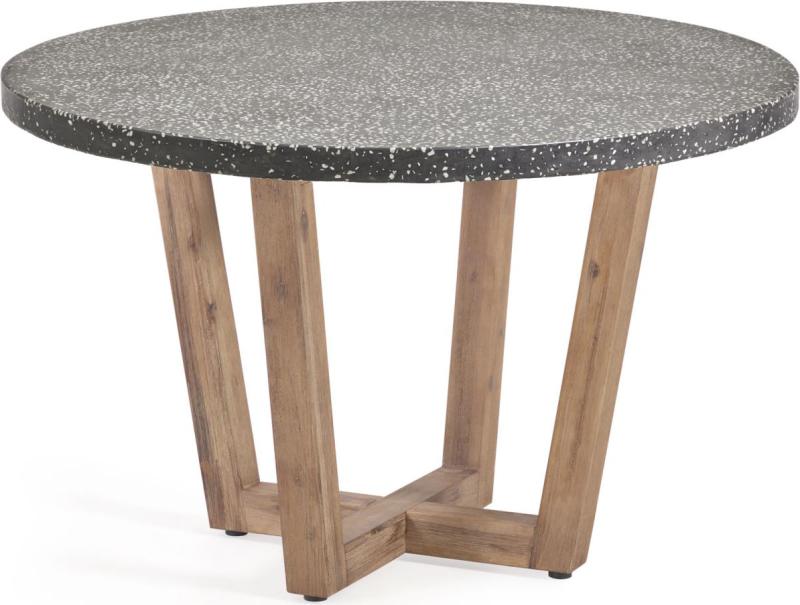 Antracit/Natur Rundt Udendørs Spisebord 120 cm Terrazzo