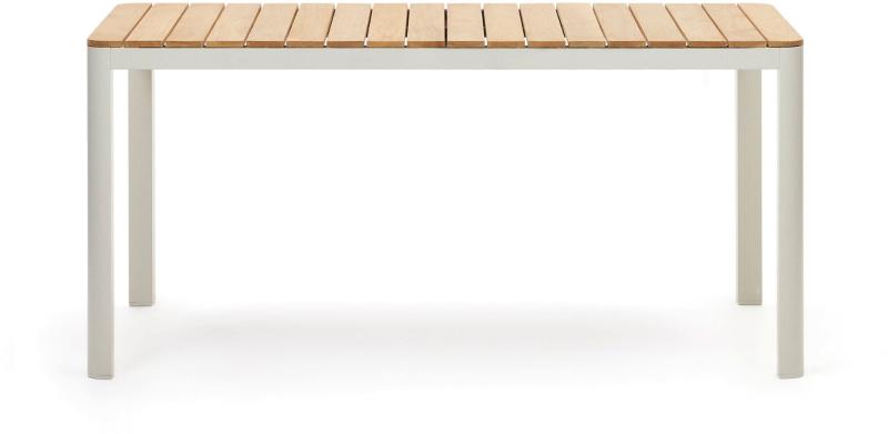Elegant Hvidt Udendørs Teak- og Aluminium Spisebord 163x90