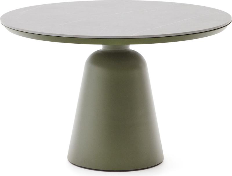 Grøn Udendørs Tudons Ø120 Keramisk Bordplade Aluminiumfod Kave Home Spisebord - 8433840872247