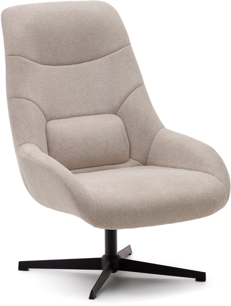 Sort Celida Beige Chenille Med Drejefunktion Metalbase Kave Home Lænestol - 8433840777887