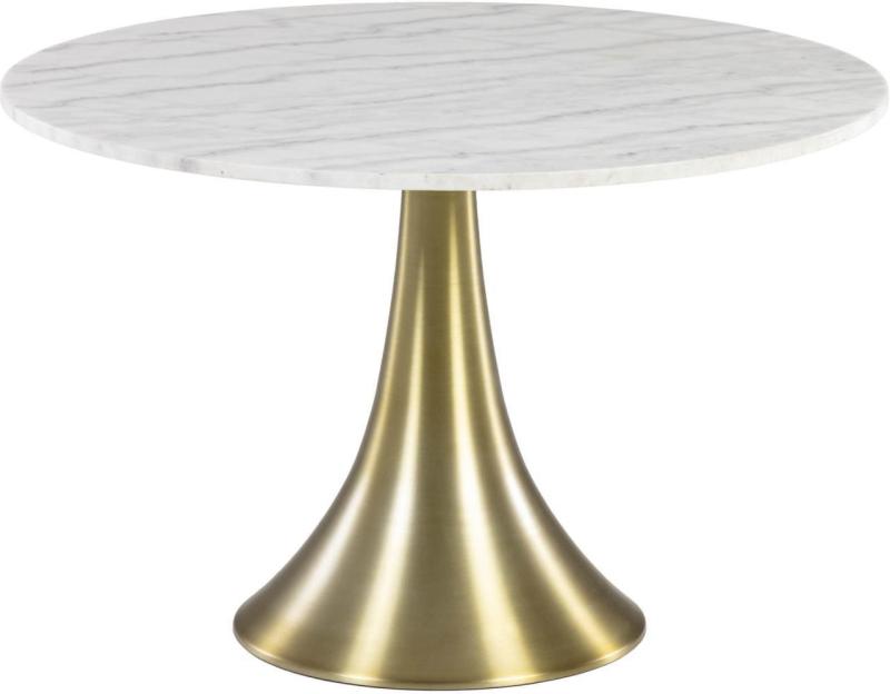Moderne Hvid Marmor Spisebord med Guldfarvet Stel 120 cm