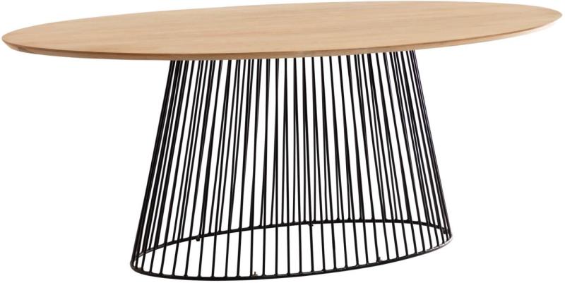 Moderne Oval Spisebord i Massivt Mangotræ med Metalstel