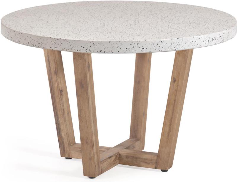 Elegant Hvid Rund Terrazzo Spisebord til Udendørsbrug