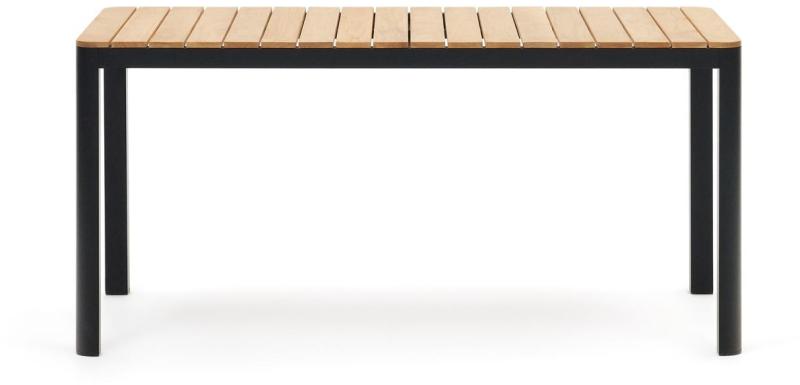 Udendørs Spisebord i Aluminium & Teak - Sort/Natur
