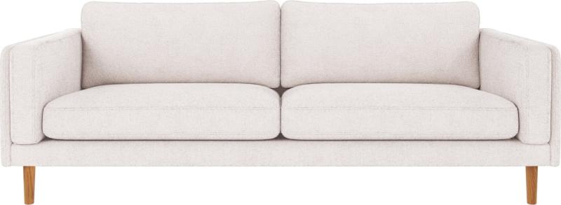 Braden 3-Personers Sofa i Hvid Polyester med Egetræben