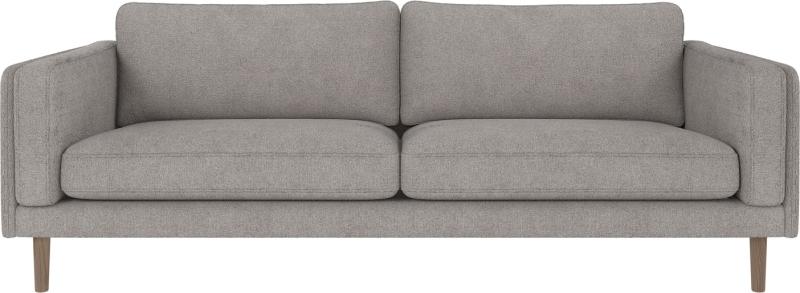 Elegant 3-personers sofa i lysegrå med egetræsben