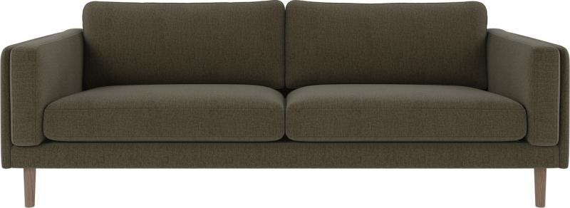 Elegant 3-personers sofa i dyb grøn med hvidkalket ramme