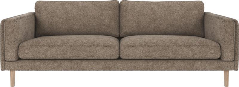 Skandinavisk 3-personers sofa i mørk beige med egetræsfødder