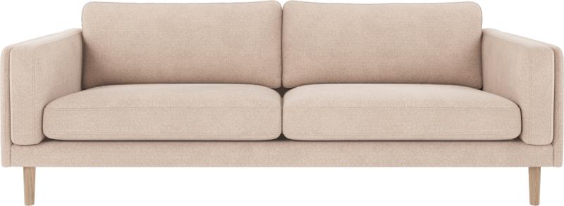 Elegant 3-personers sofa i lys beige med egetræsstel