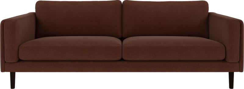 3-personers sofa i rødbrunt stof - klassisk elegance