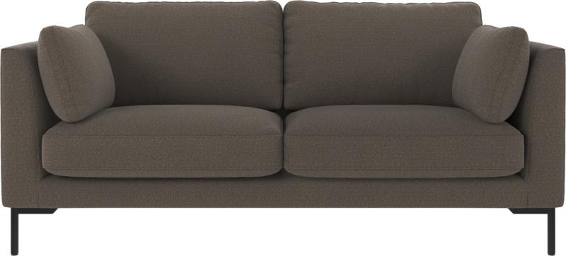 Stilfuld Mellemgrå 2-personers Sofa med Sorte Metalben