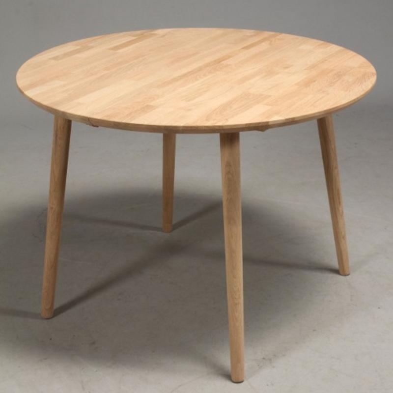 Hvid Olieret Rundt Spisebord i Massiv Eg - 100 cm